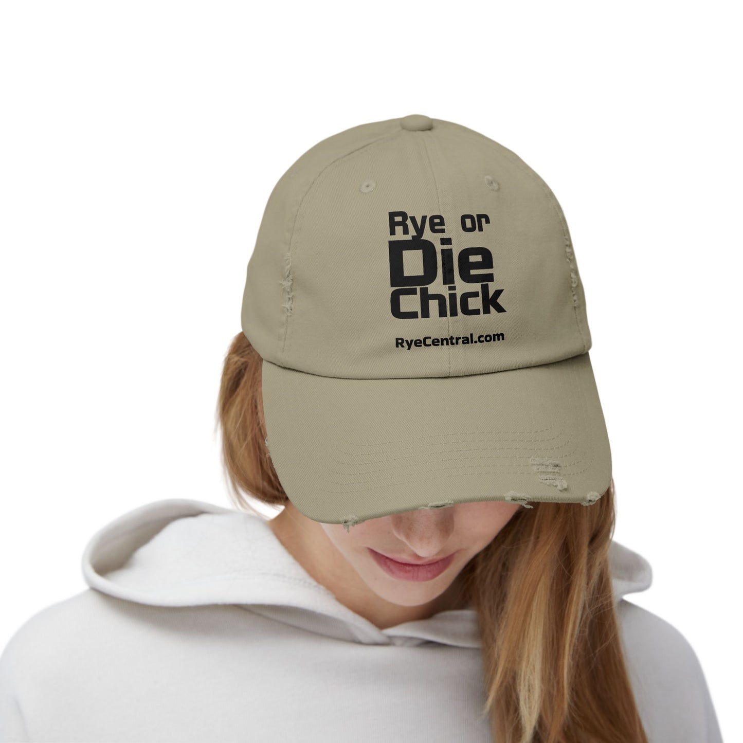 “Rye or Die Chick” Distressed Whiskey Cap
