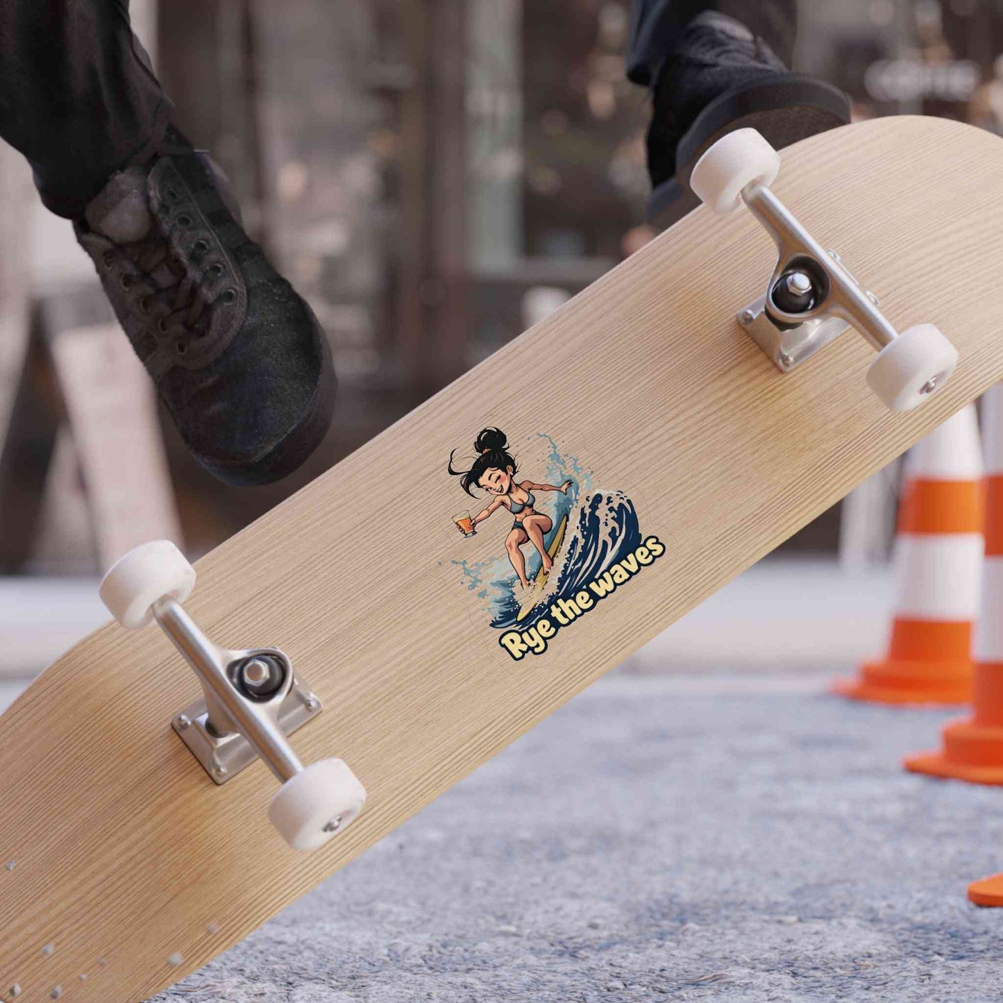 “Rye The Waves” Transparent Outdoor Whiskey Sticker 1pc