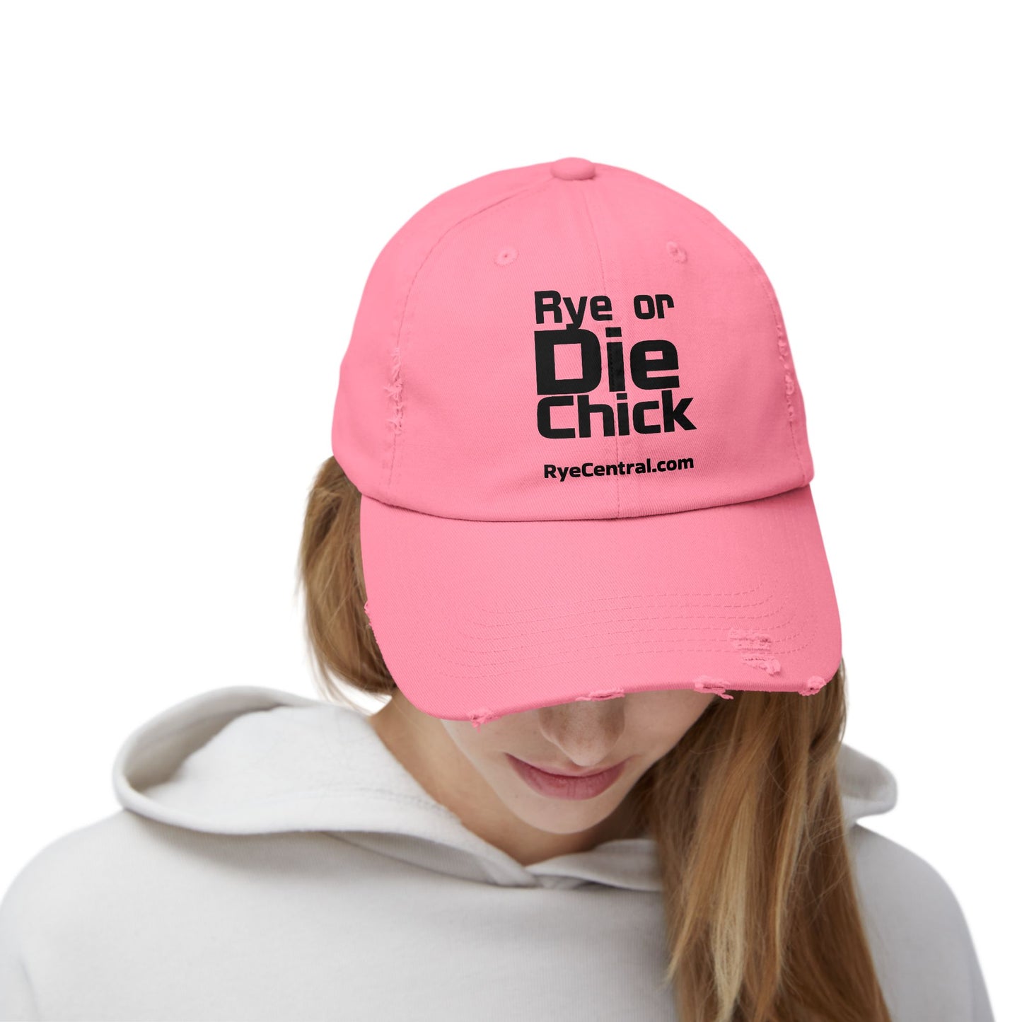 “Rye or Die Chick” Distressed Whiskey Cap