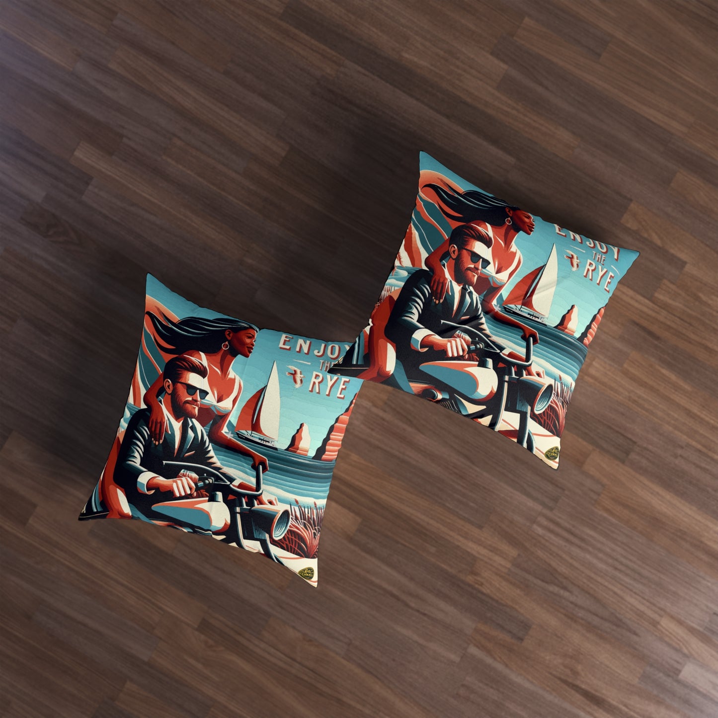 “Enjoy The Rye” Whiskey Tufted Floor Pillow