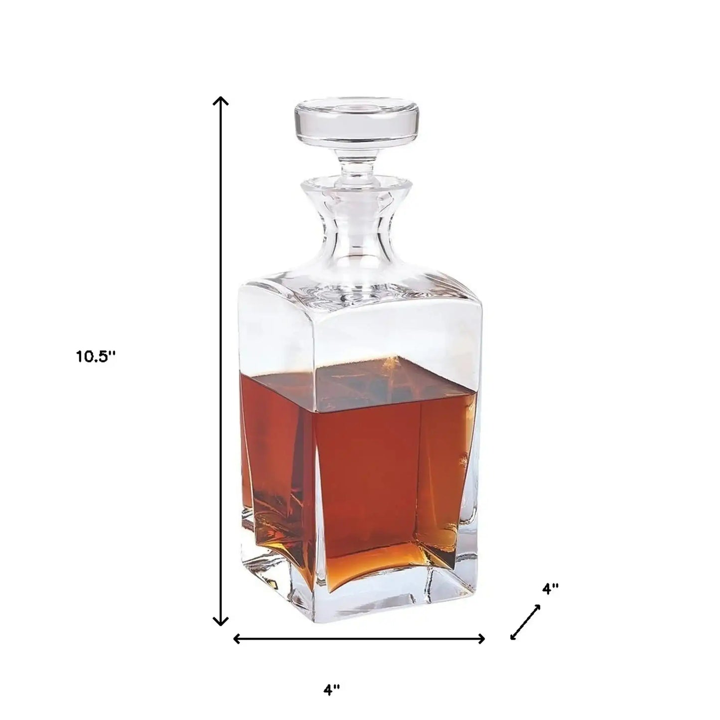Handcrafted Crystal Liquor Decanter with rich amber liquid, showcasing European craftsmanship for upscale home and garden barware décor.