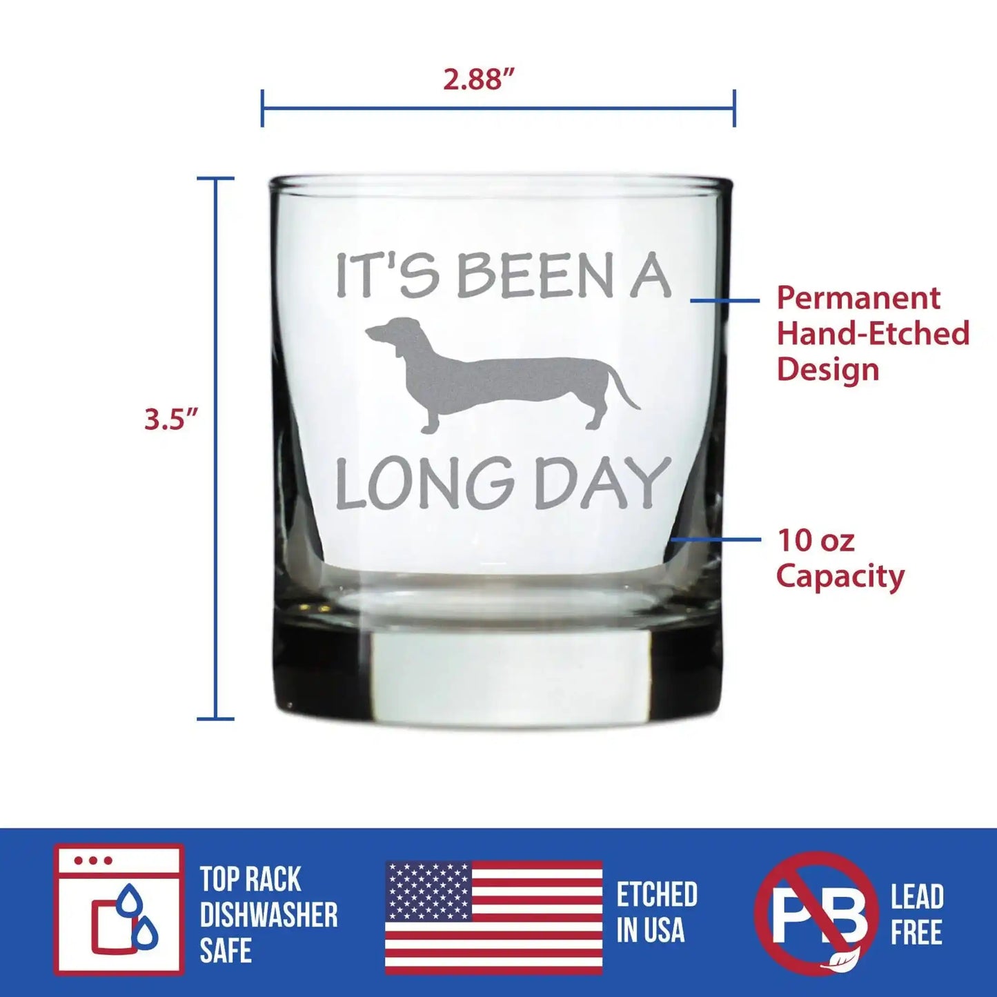 Long Day Whiskey Rocks Glass for Dachshund Lovers