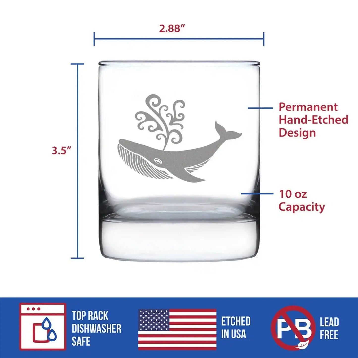 Glass with whale design