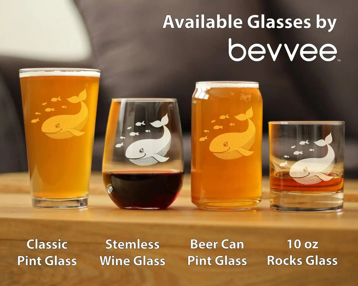 Cute Whale Whiskey Rocks Glass