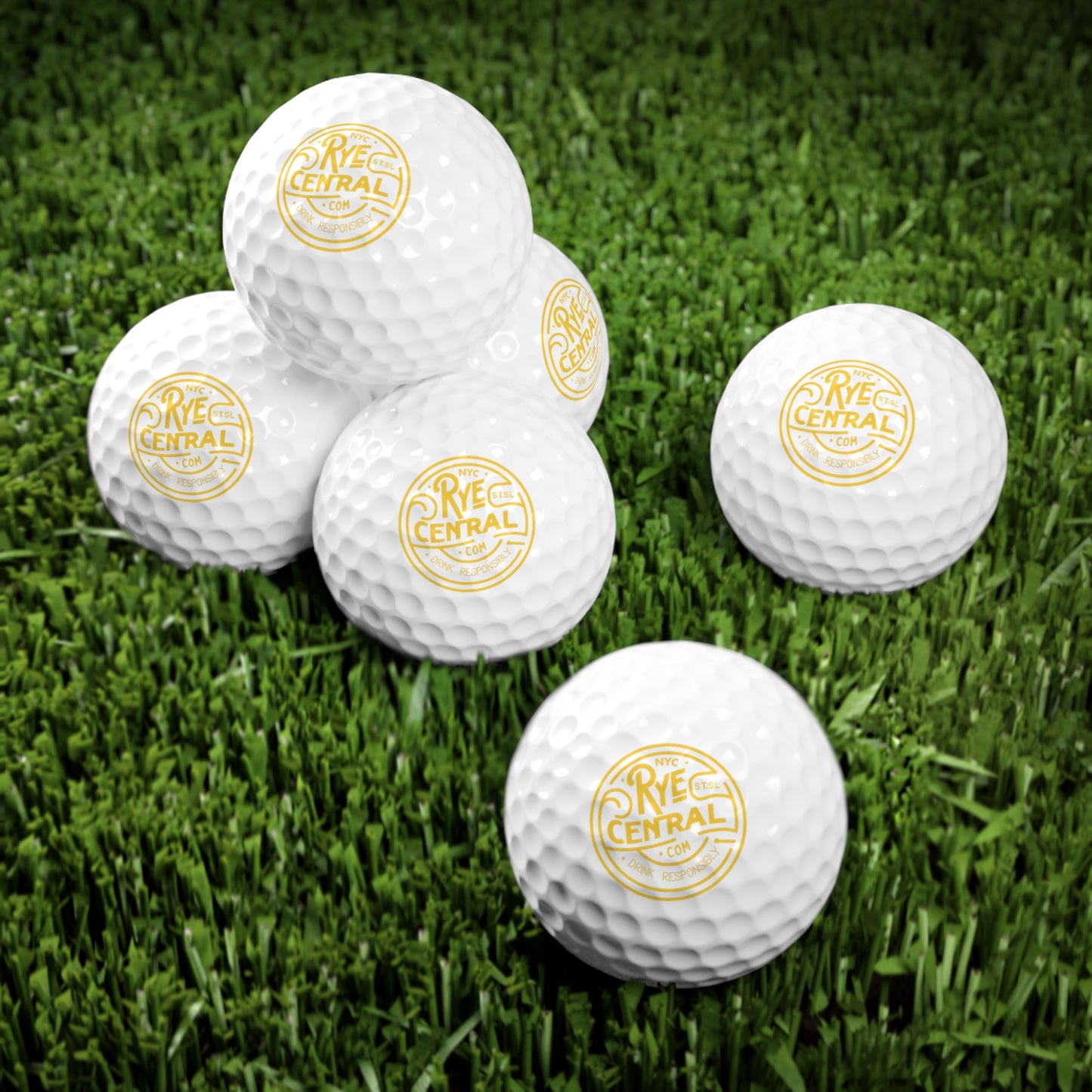 RyeCentral Whiskey branded Golf Balls, 6pcs