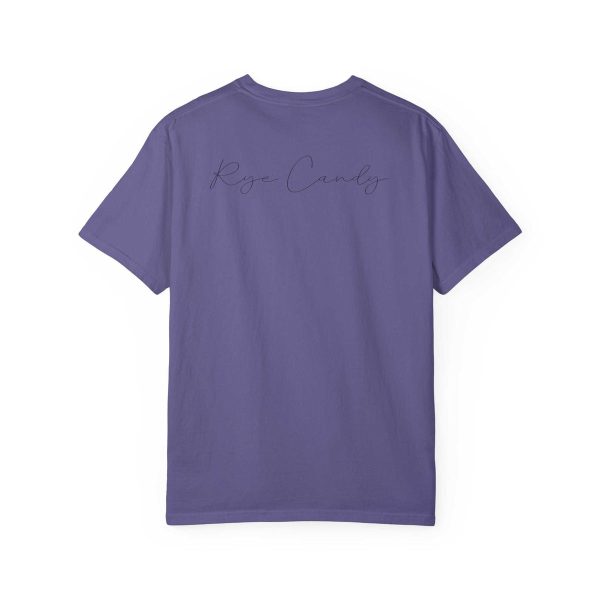 Elevate your wardrobe with a funny whiskey T shirt featuring 'Rye Candy' script on the back in a minimalist design. Ideal for whiskey lovers with humor.