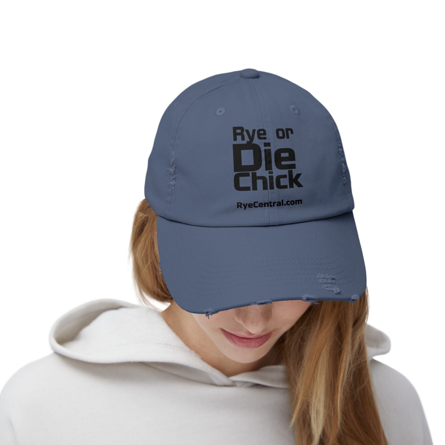 “Rye or Die Chick” Distressed Whiskey Cap
