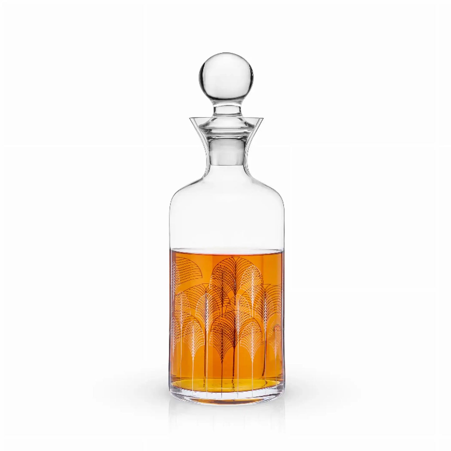 Elegant Viski Deco Liquor Decanter with geometric etching, perfect for storing whiskey or spirits in upscale bar accessories collections.
