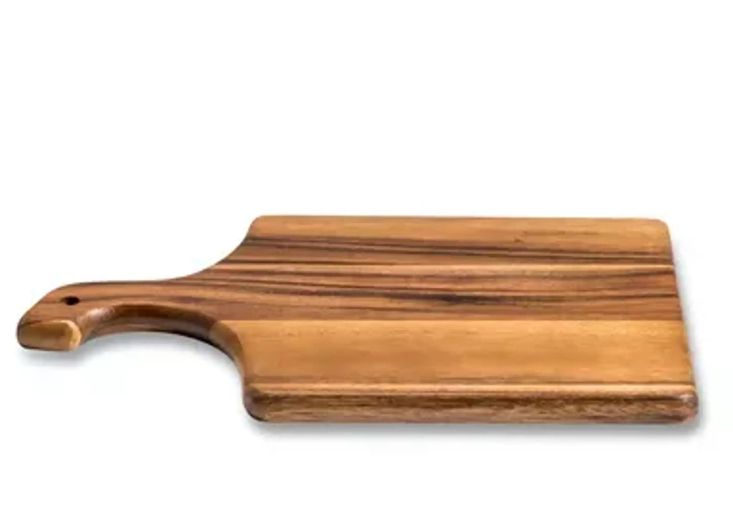 Durable RyeCentral Acacia Wood Cutting Board featuring rich wood grain, perfect for barware or kitchen use with fast shipping options.