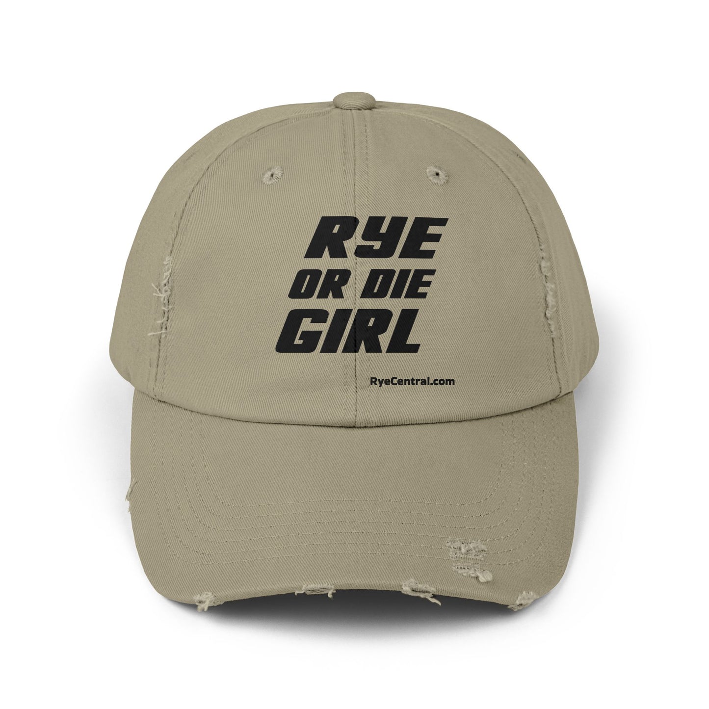 “Rye or Die Girl” Distressed Whiskey Cap