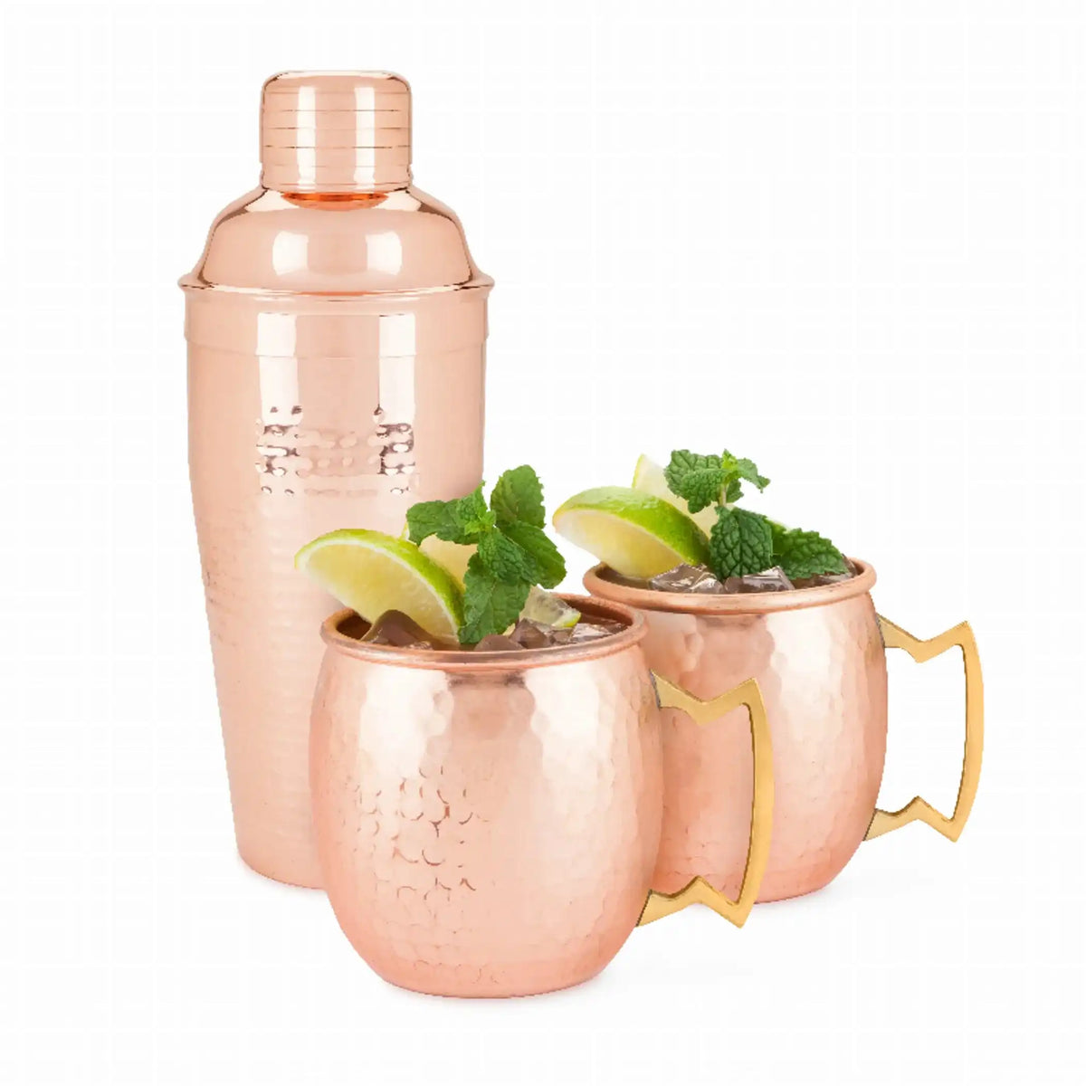 Hammered Copper Bar Set for Whiskey Lovers