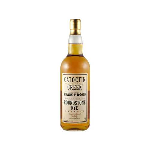 Catoctin Creek Roundstone Rye Cask Proof Whiskey bottle showcasing bold and complex flavors, ideal for top rye whiskey collections and reviews.