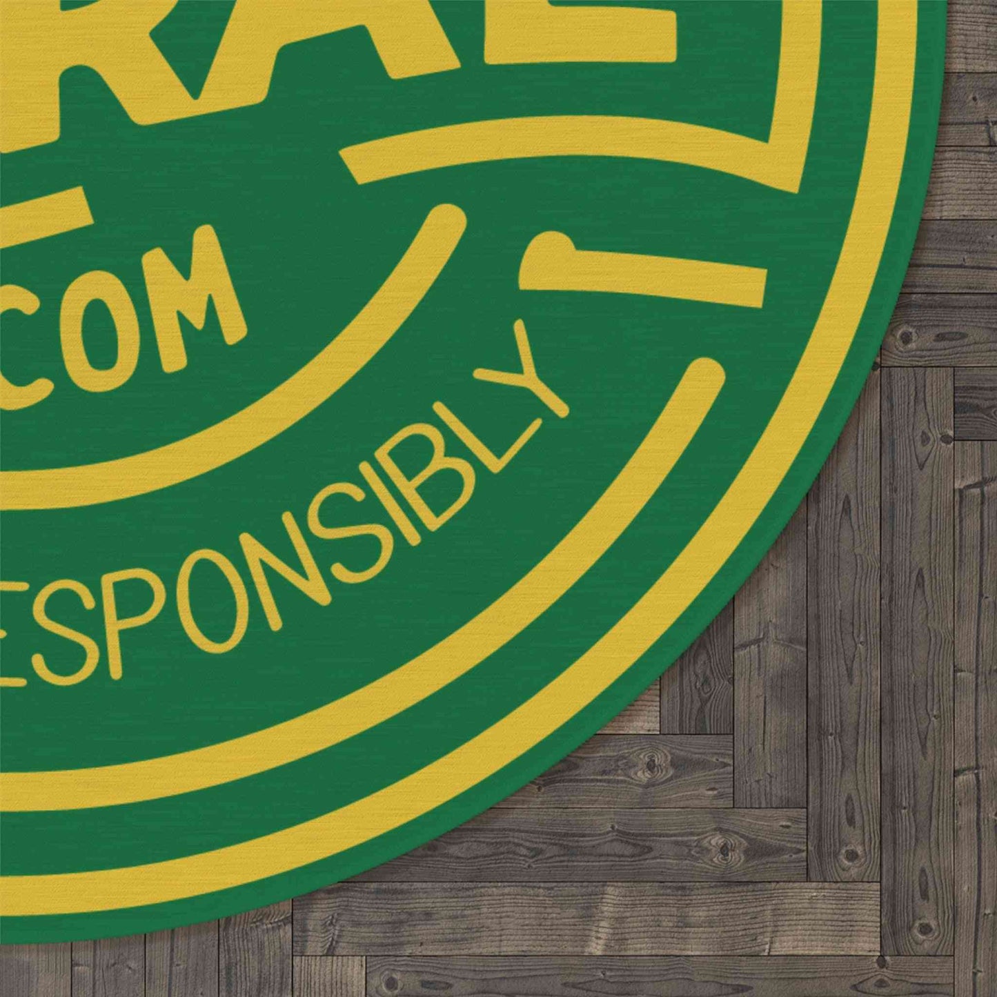 Detailed texture of the RyeCentral Whiskey Lovers Rug showing eco-friendly material and vibrant print, perfect for home bar or lounge.