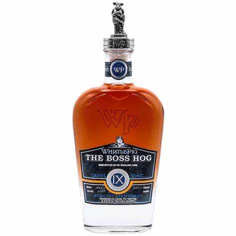 WhistlePig Boss Hog IX Rye Whiskey bottle featuring Greek-inspired design with a silver warrior topper, ideal for premium rye whiskey collectors.