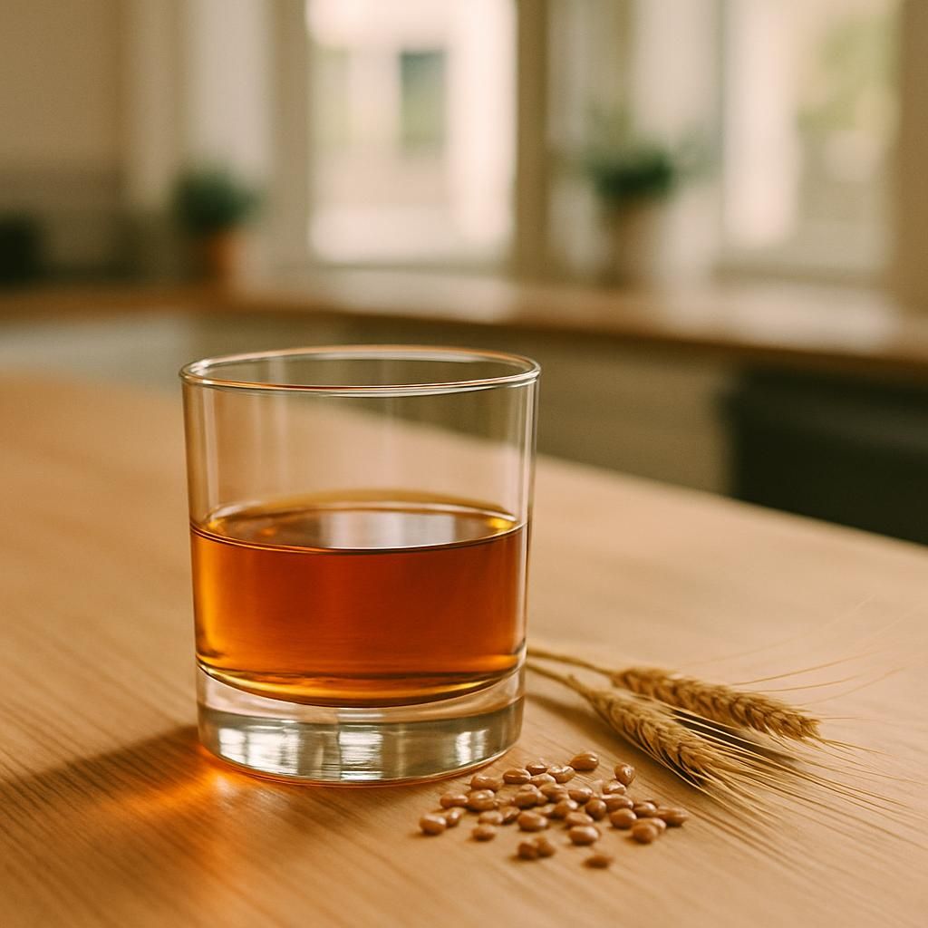 Straight rye whiskey is gluten-free - a neat pour with rye grain