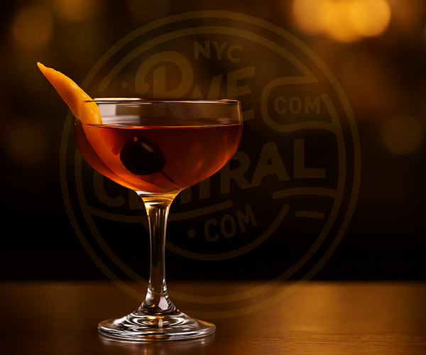 Rye Manhattan cocktail in a coupe