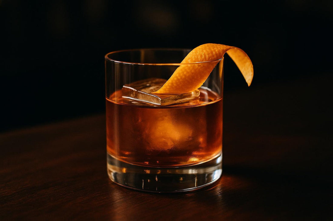 Canonical rye Old Fashioned with large clear ice cube and orange peel — what is an Old Fashioned