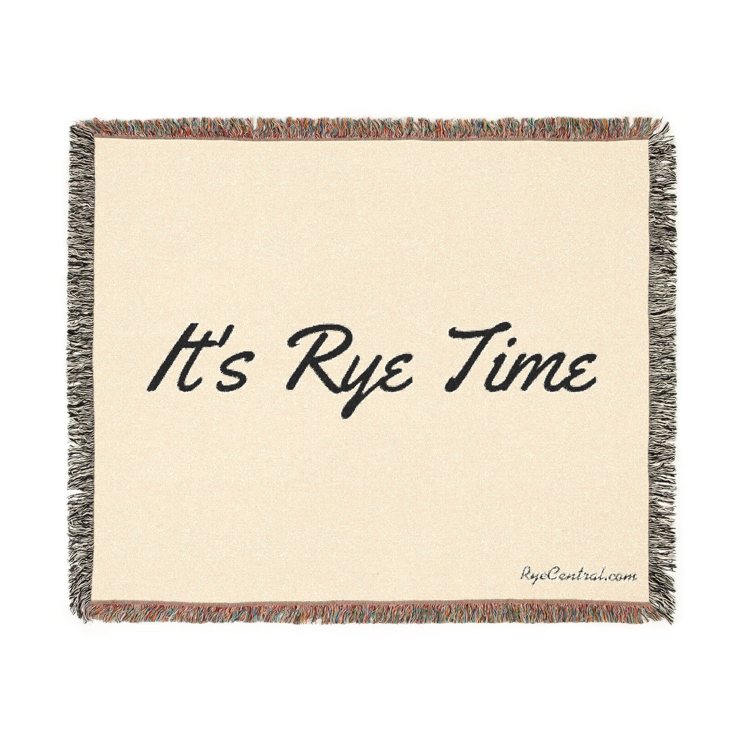 It's Rye Time whiskey-themed woven throw blanket for couples