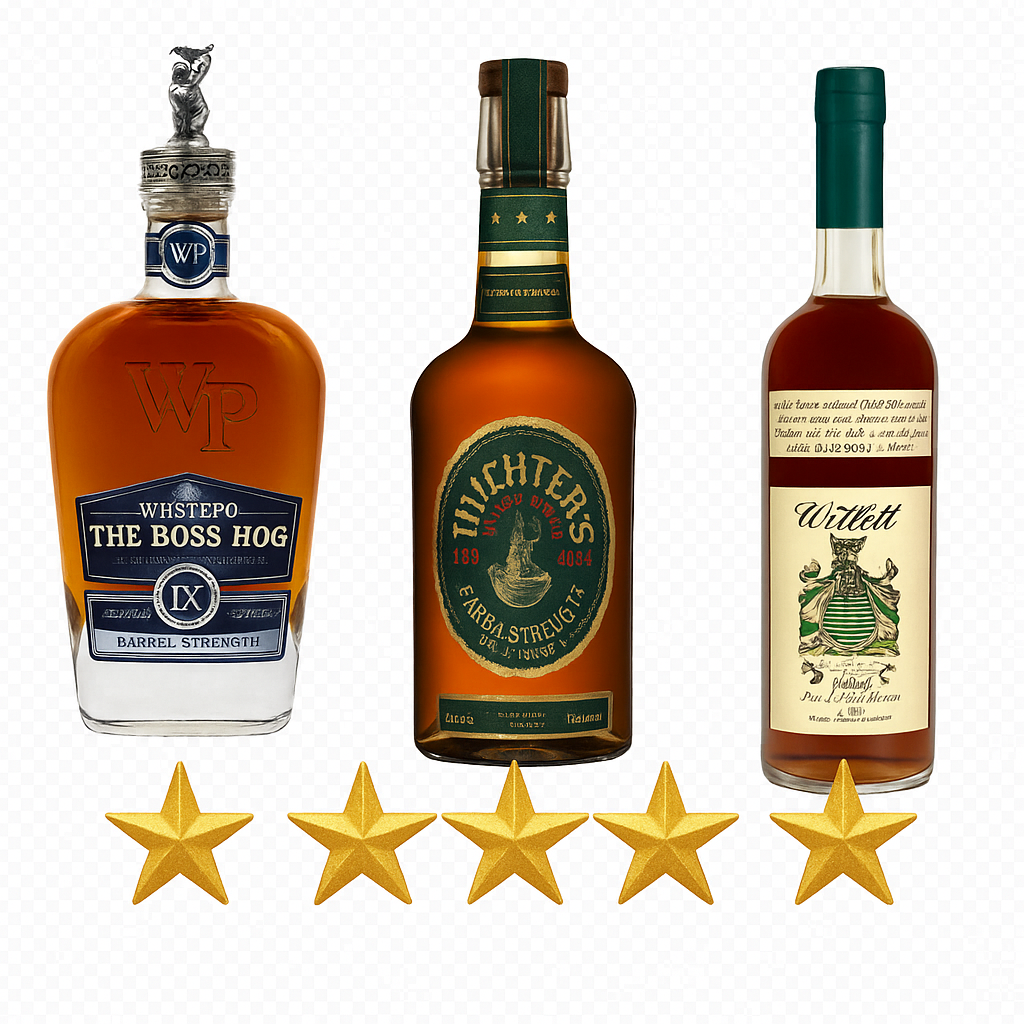 Best American rye whiskey brands with 5-star ratings displayed