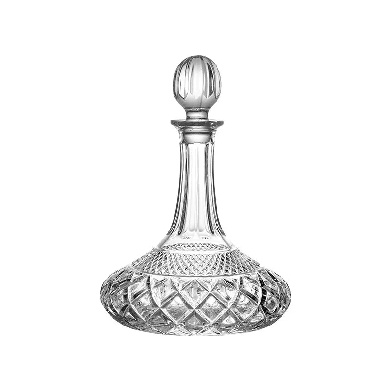 Elegant crystal luxury whiskey decanter with intricate cut design
