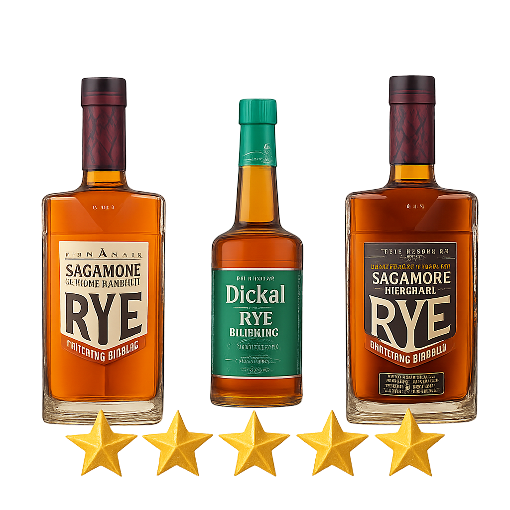 Top-rated rye whiskeys for beginners with 5-star ratings.