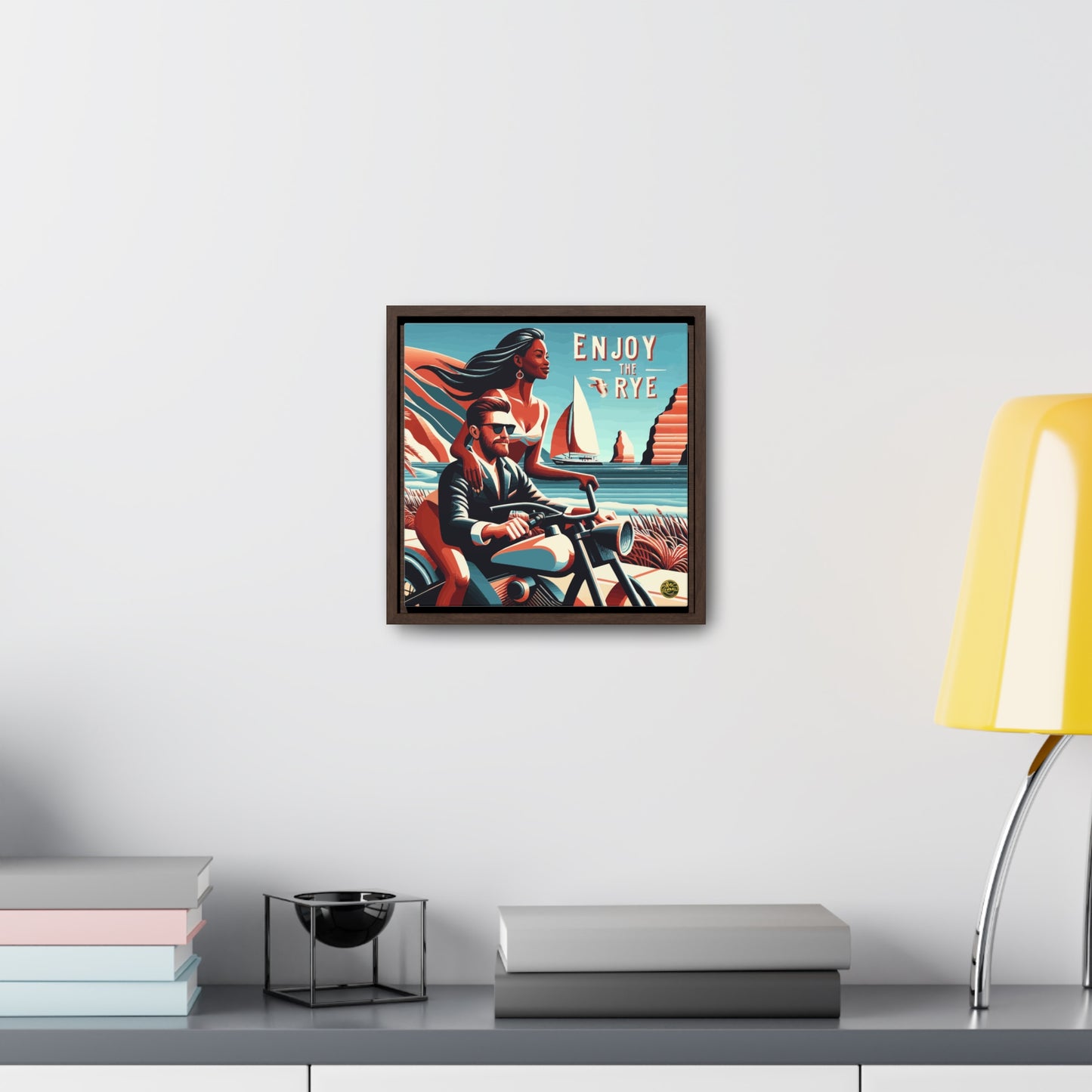 “Enjoy The Rye” Whiskey Art Canvas & Frame Included