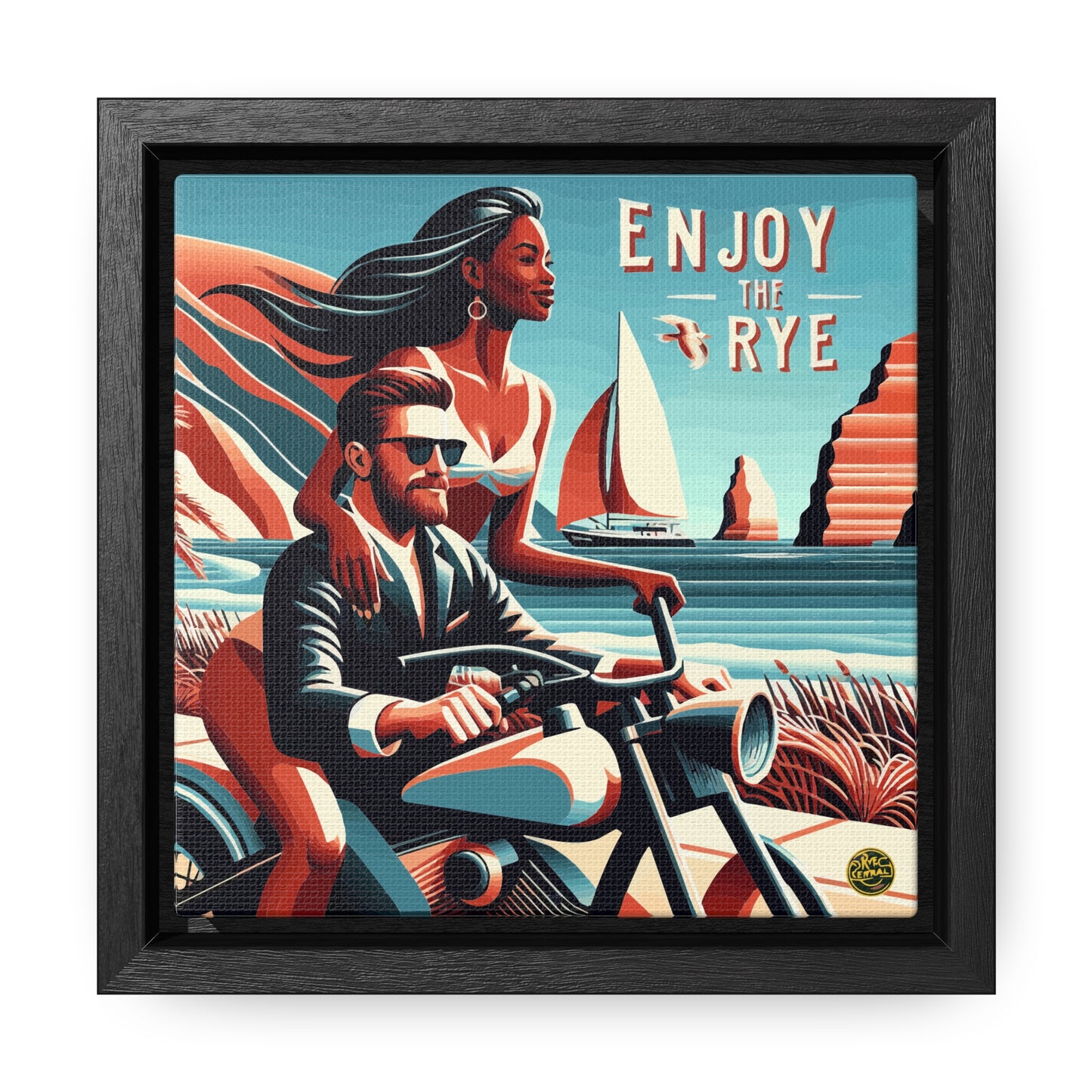 “Enjoy The Rye” Whiskey Art Canvas & Frame Included