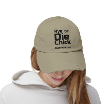 “Rye or Die Chick” Distressed Whiskey Cap