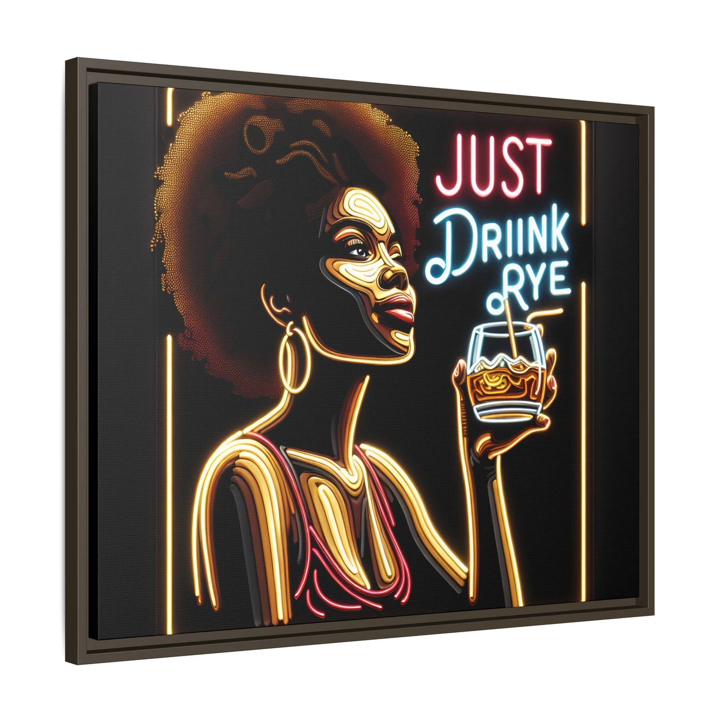 "Just Drink Rye" Framed Canvas Wrap — Whiskey Wall Art - view 63