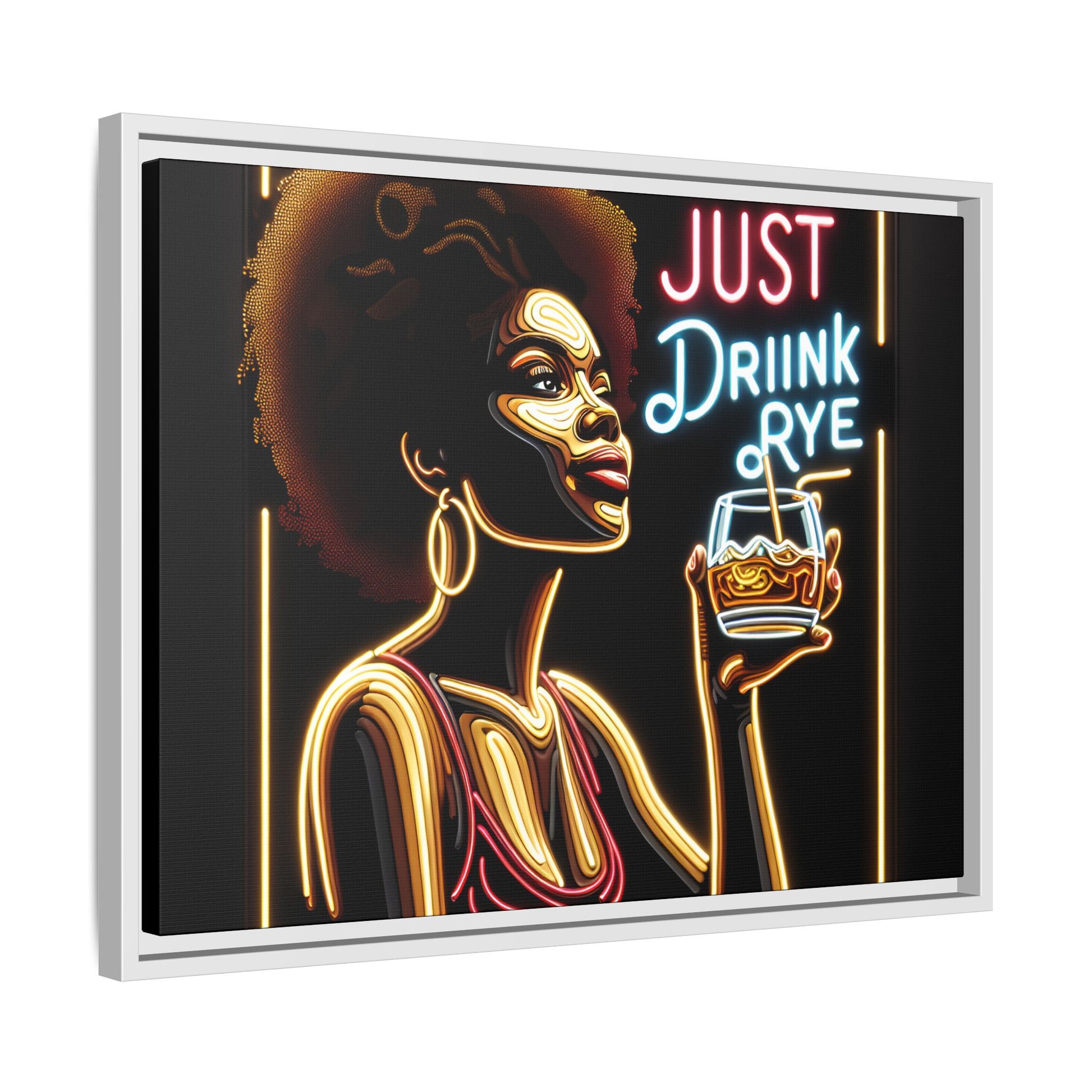 "Just Drink Rye" Framed Canvas Wrap — Whiskey Wall Art - view 48
