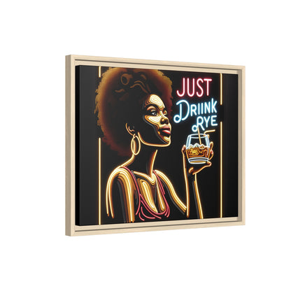 "Just Drink Rye" Framed Canvas Wrap — Whiskey Wall Art - view 36