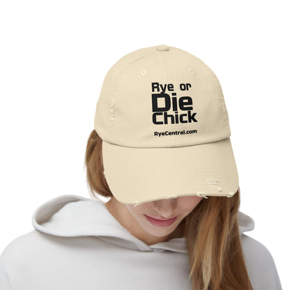 “Rye or Die Chick” Distressed Whiskey Cap