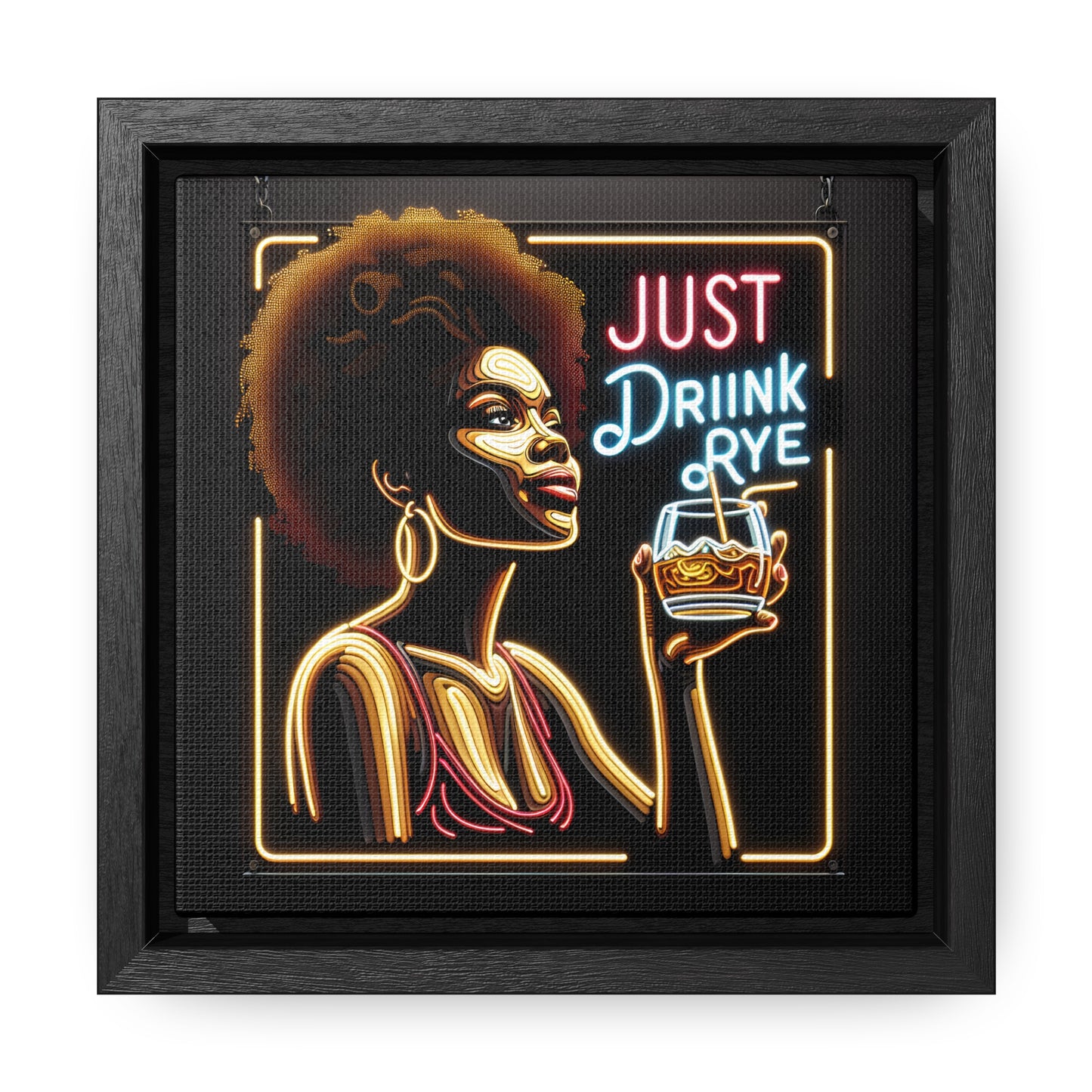 “Just Drink Rye” Whiskey Canvas black frame & shadow gap frame included!