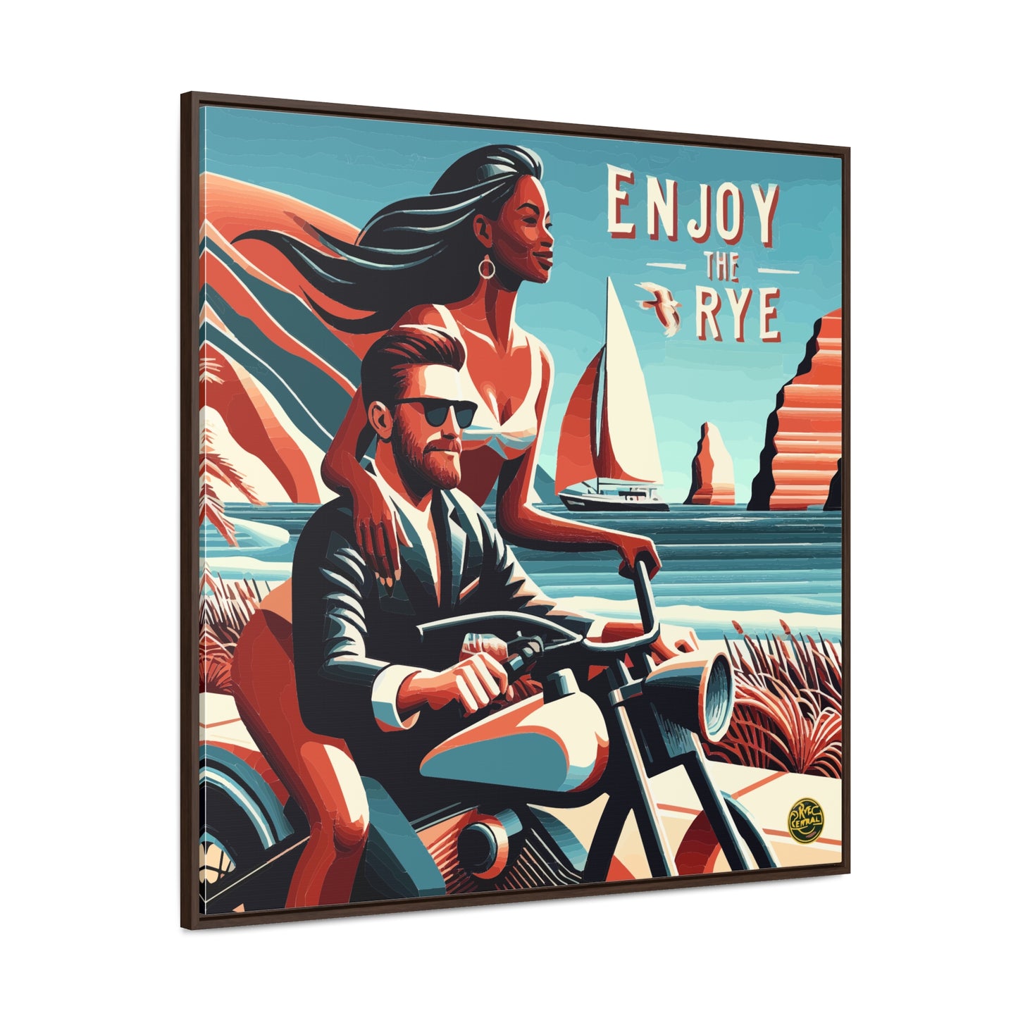 “Enjoy The Rye” Whiskey Art Canvas & Frame Included