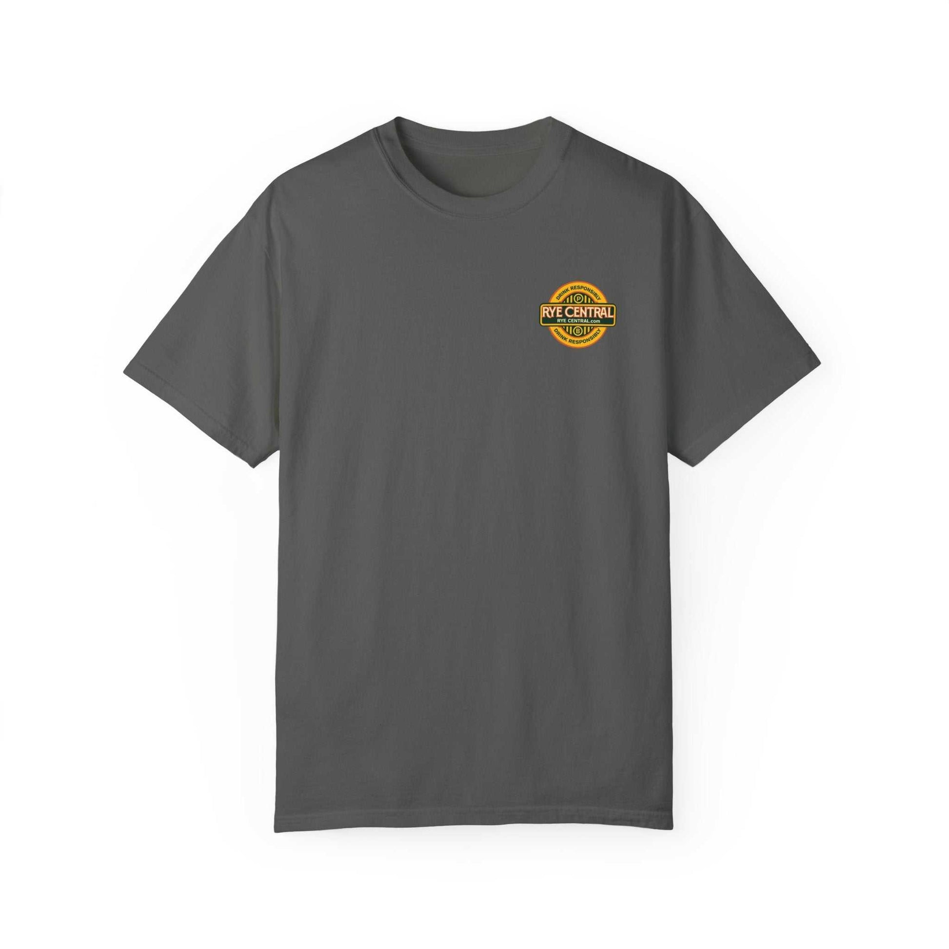 Charcoal Rye Or Die Chick T-Shirt with Rye Central logo on front chest, premium whiskey-themed apparel for bold women.