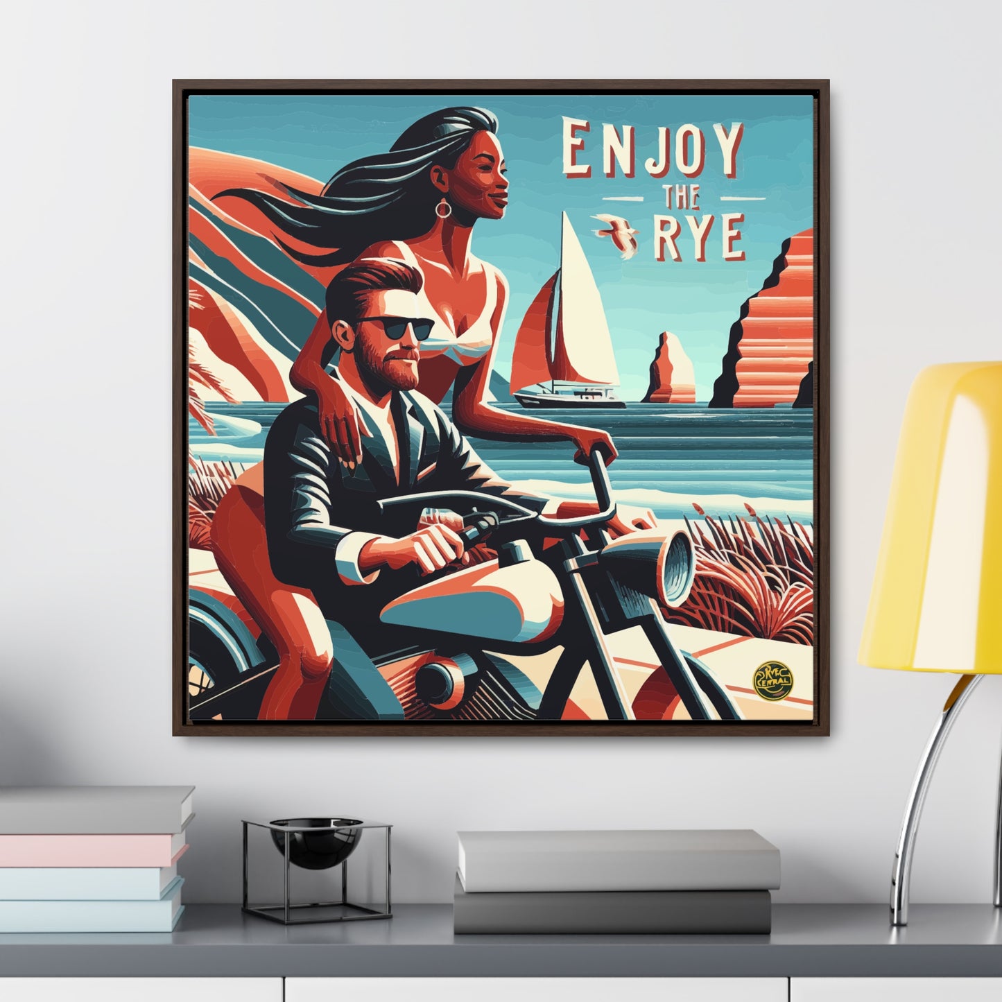 “Enjoy The Rye” Whiskey Art Canvas & Frame Included