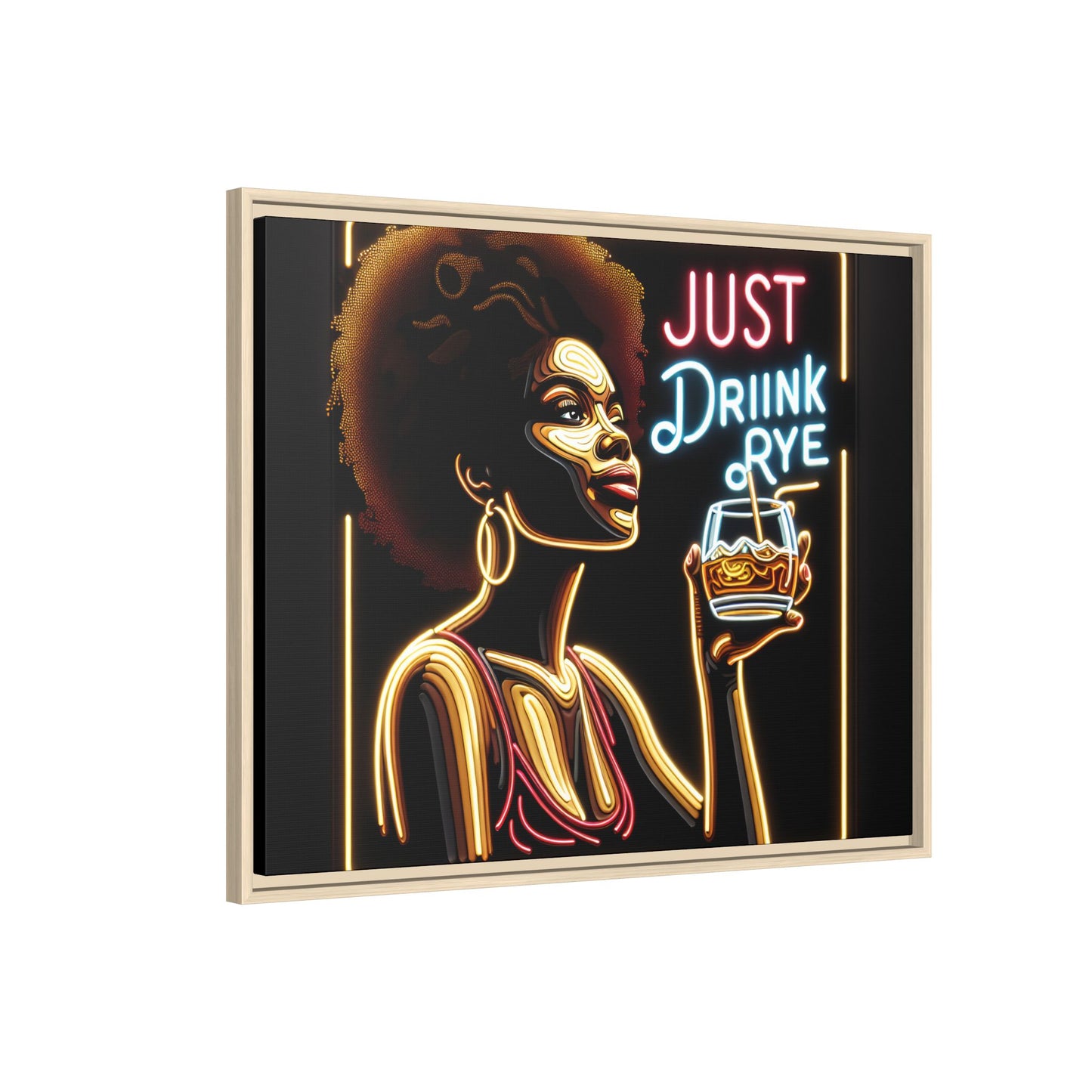 "Just Drink Rye" Framed Canvas Wrap — Whiskey Wall Art - view 60