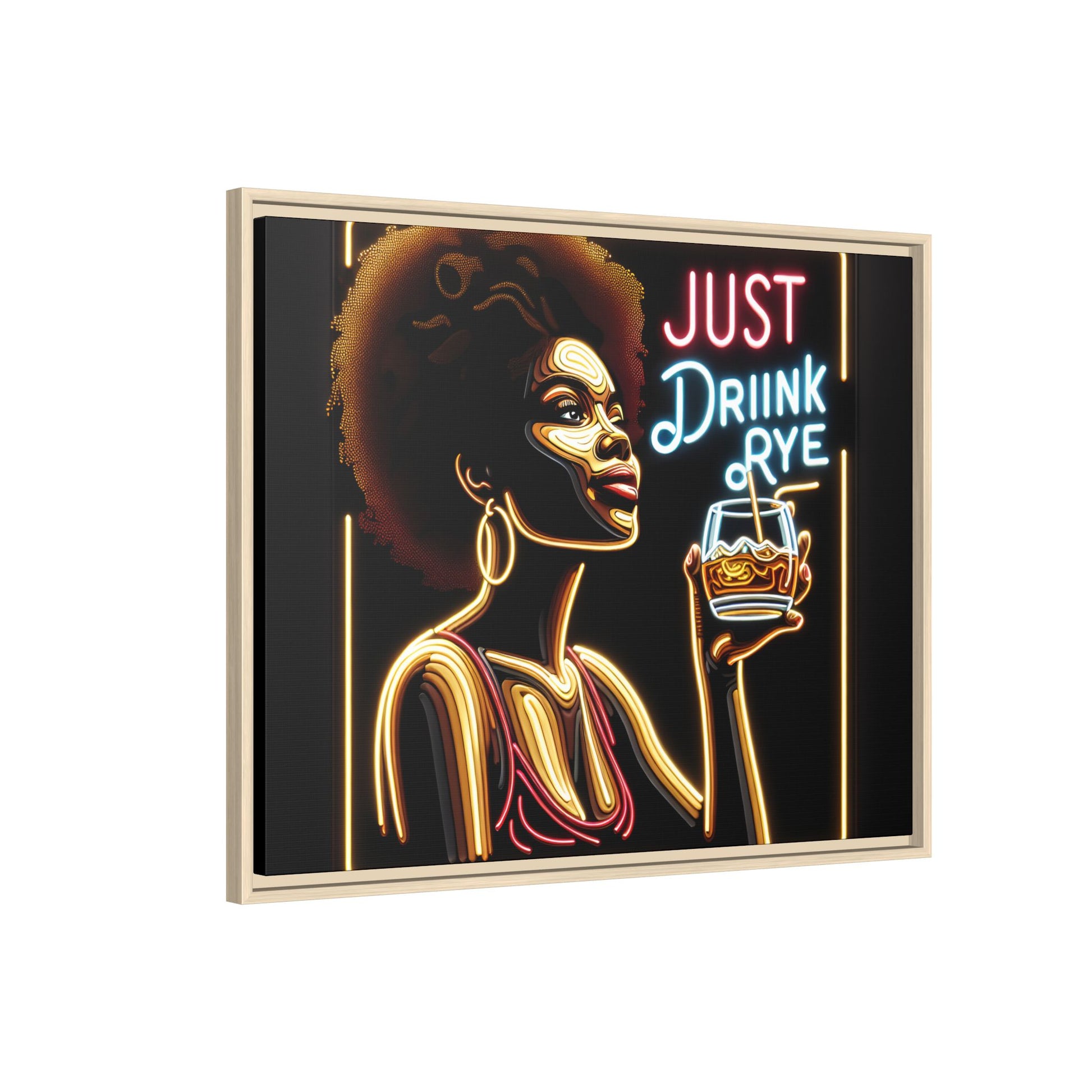 "Just Drink Rye" Framed Canvas Wrap — Whiskey Wall Art - view 60