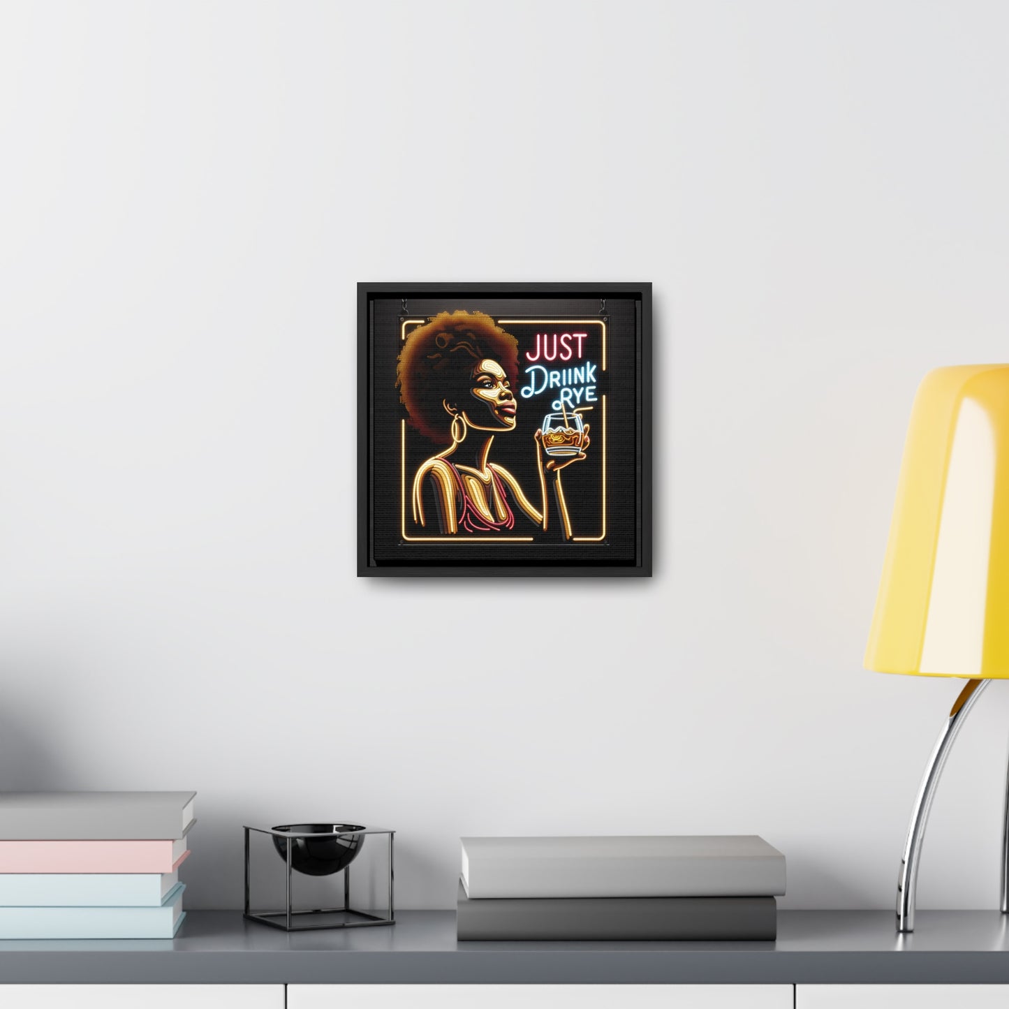 “Just Drink Rye” Whiskey Canvas black frame & shadow gap frame included!