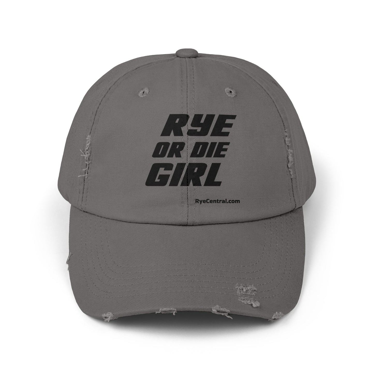 “Rye or Die Girl” Distressed Whiskey Cap