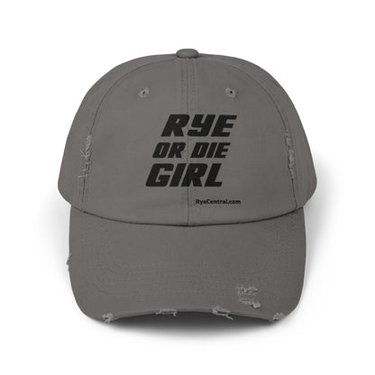 “Rye or Die Girl” Distressed Whiskey Cap