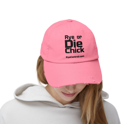 “Rye or Die Chick” Distressed Whiskey Cap