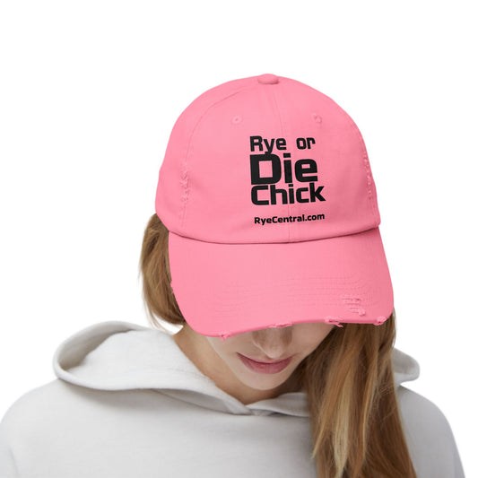 “Rye or Die Chick” Distressed Whiskey Cap