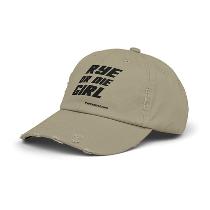 “Rye or Die Girl” Distressed Whiskey Cap