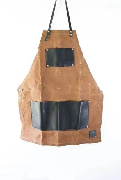 Waxed Canvas and Leather Apron 