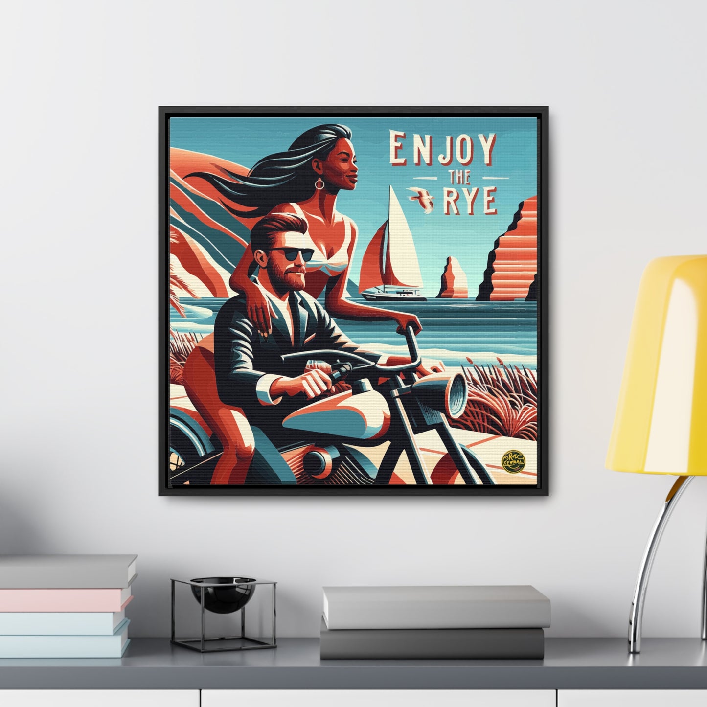 “Enjoy The Rye” Whiskey Art Canvas & Frame Included