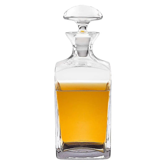 Mouth Blown European Crystal Scotch Or Whiskey Decanter 34 Oz with elegant stopper, ideal for upscale barware and drinkware collections.