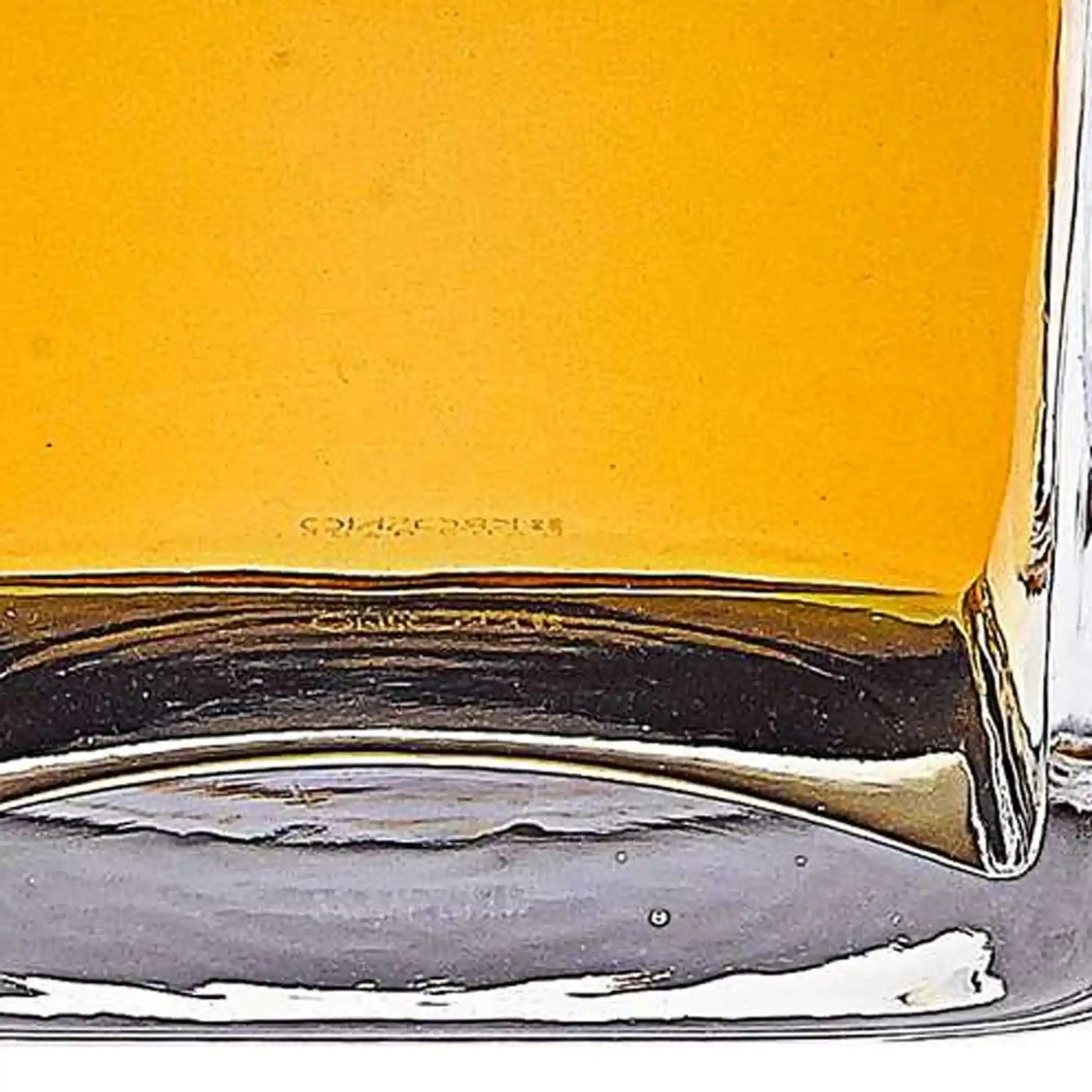 Detailed view of the bottom of a mouth-blown European crystal decanter, highlighting premium clarity and quality for home barware.