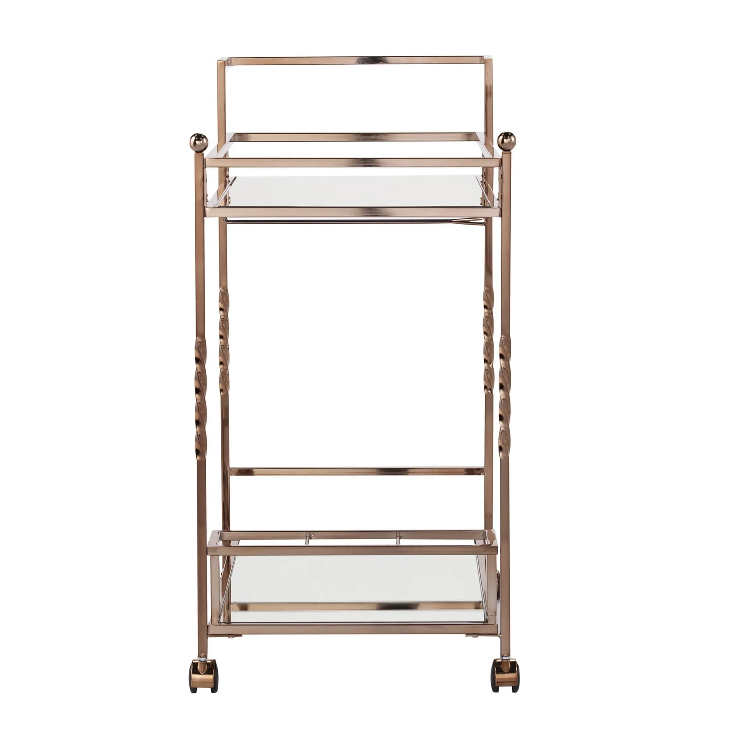 Champagne & Mirrored Glass Bar Cart with Wine Storage