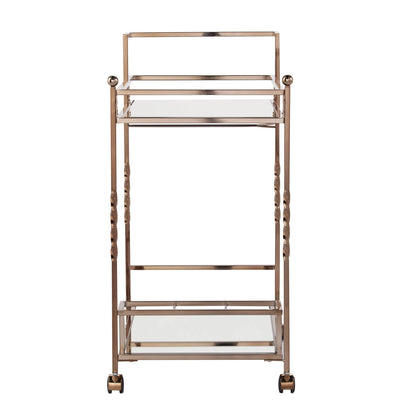 Champagne & Mirrored Glass Bar Cart with Wine Storage